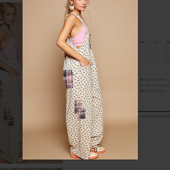 POL 🤎 129 POL French Terry Overall Romper with Contrast Patchwork  SR31A - Picture 4 of 6